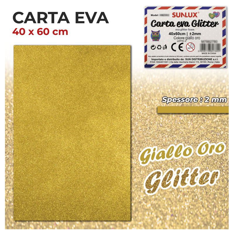 Carta EVA Glitter GIALLO ORO 40x60cm da 2mm spessore - 1