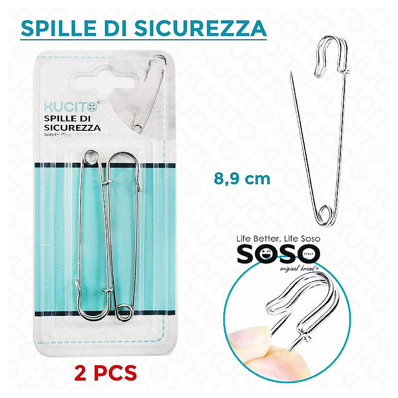 Spille di sicurezza l.8.9cm 2 pezzi - 1