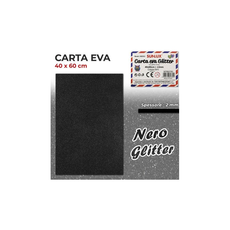 Carta EVA Glitter NERO 40x60cm da 2mm spessore - 1