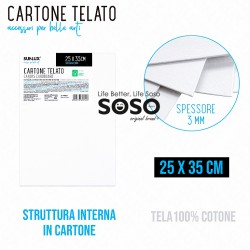 Cartone telato rettangolare dimensione 25cmx35cm x 3mm 100% cotone struttura interna in cartone - 1