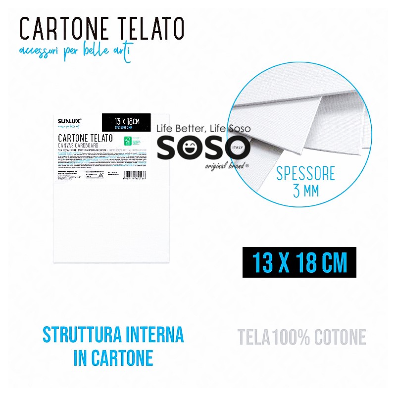 Cartone telato rettangolare dimensione 13cmx18cm x 3mm 100% cotone struttura interna in cartone - 1