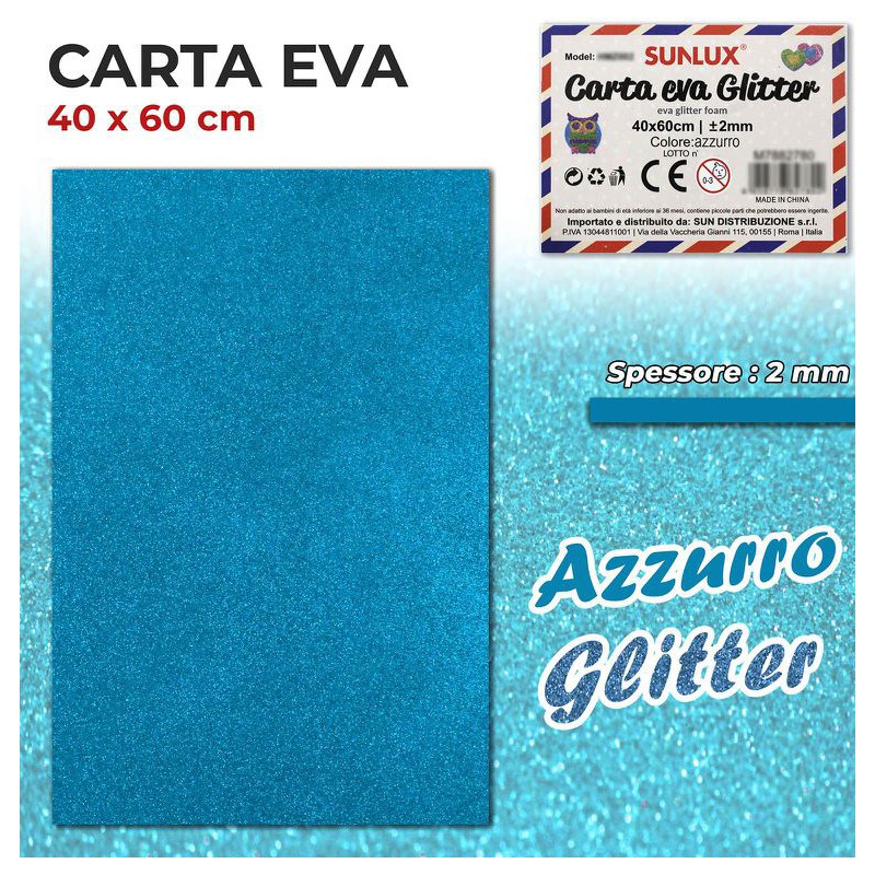 Carta EVA Glitter AZZURRO 40x60cm da 2mm spessore - 1
