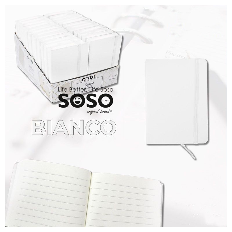 Agenda a righe formato A7 bianco misure S 7.4x10.5cm 80gr 96 pagine