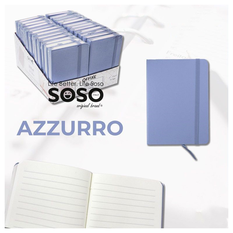 Agenda a righe formato A7 azzurro misure S 7.4x10.5cm 80gr 96 pagine - 1