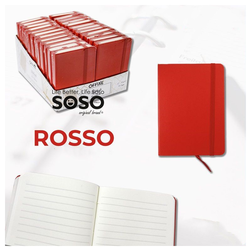 Agenda a righe formato A7 rosso misure S 7.4x10.5cm 80gr 96 pagine - 1