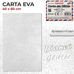 Carta EVA Glitter BIANCO 40x60cm da 2mm spessore - 1
