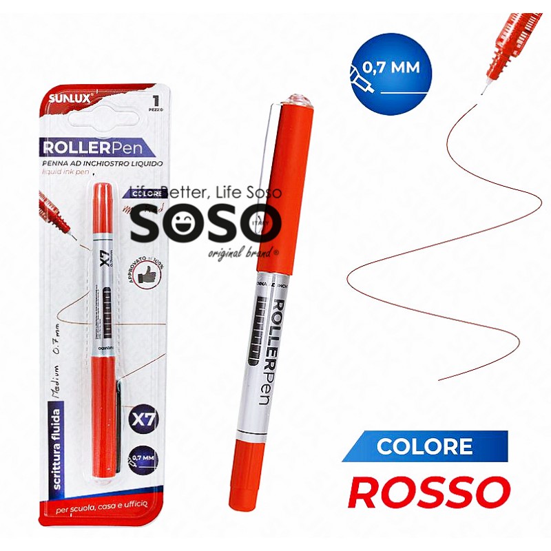 Roller pen inchiostro liquido rosso 0.7mm - 1