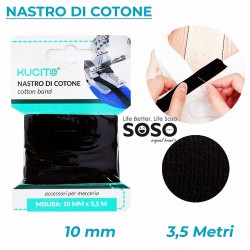 Nastro fettuccia di cotone nero 10mm x 3.5mt - 1