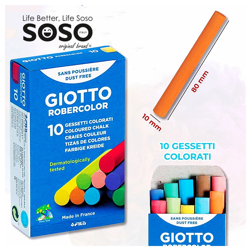 Giotto 10 gessetti colorati 10x80mm