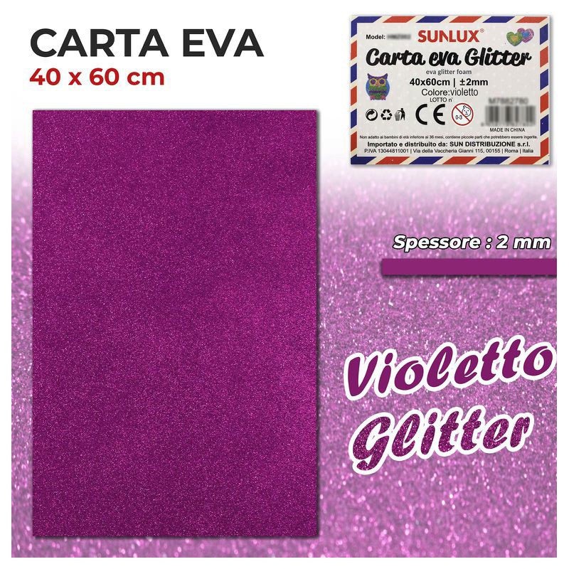 Carta EVA Glitter VIOLETTO 40x60cm da 2mm spessore - 1