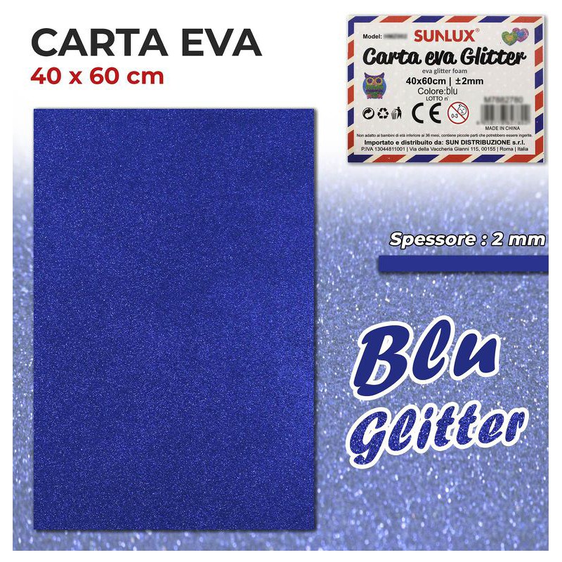 Carta EVA Glitter BLU 40x60cm da 2mm spessore - 1