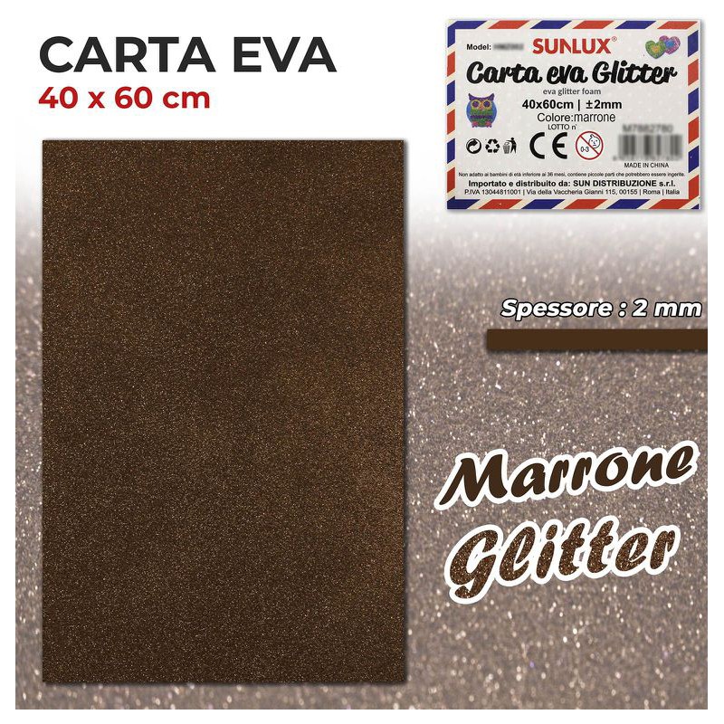 Carta EVA Glitter MARRONE 40x60cm da 2mm spessore - 1