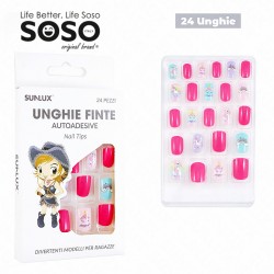 Unghie finte per bambine autoadesive dimensioni assortite 24 pcs - 1