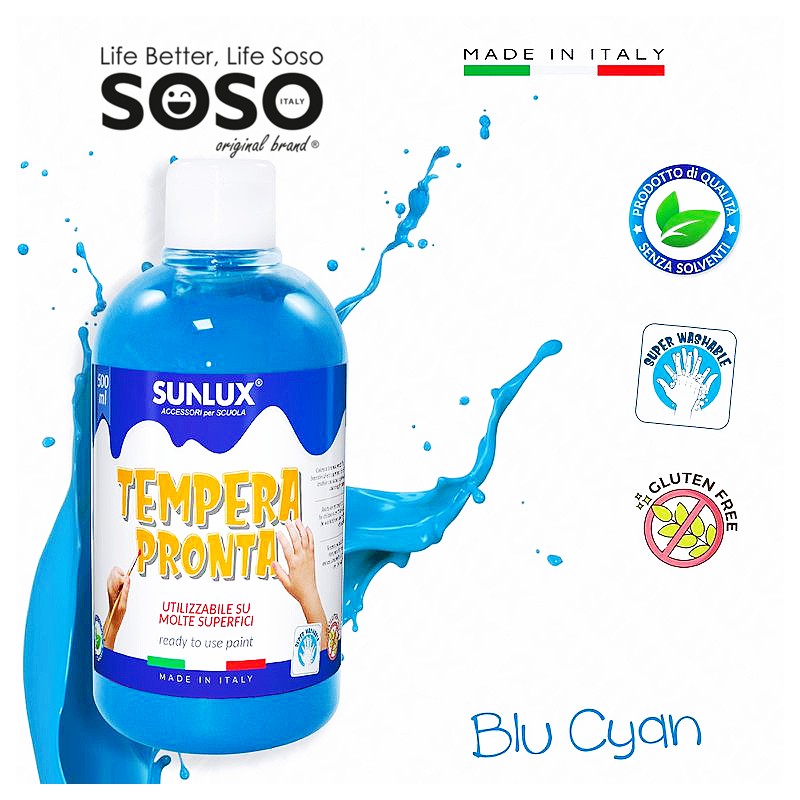 Tempera pronta blu cyan 500ml - 1