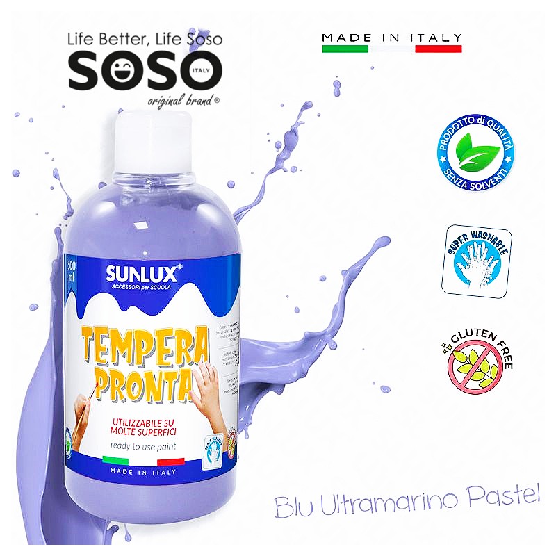 Tempera pronta blu ultramarino pastel 500ml - 1