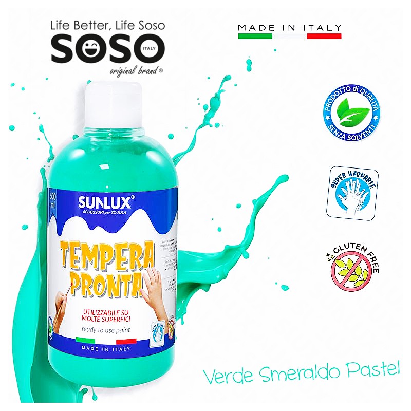 Tempera pronta verde smeraldo pastel 500ml - 1