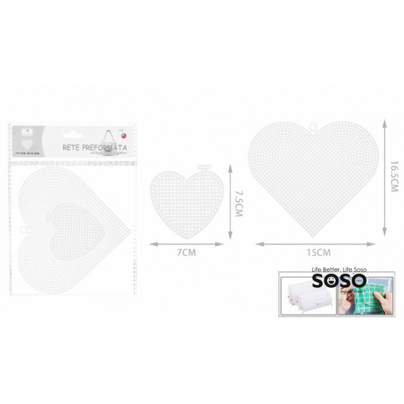 Rete per borse forma di cuore 7x7.5cm /15x16.5cm 2pezzi - 1