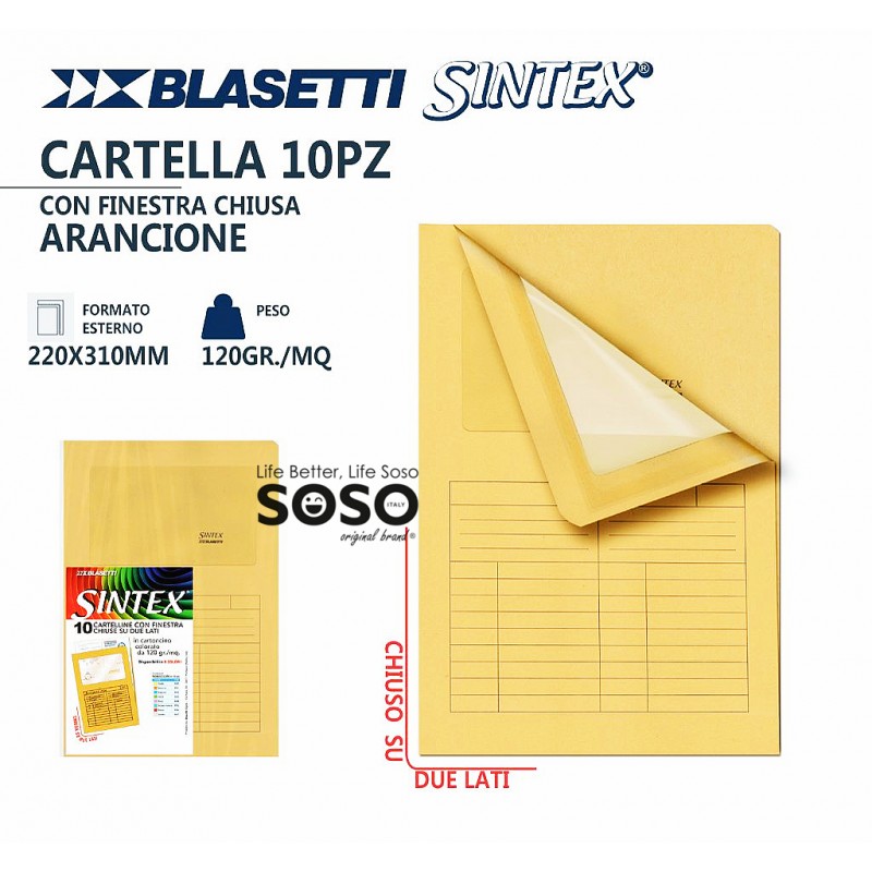 Blasetti sintex cartella con finestra chiusa arancione 10pezzi - 1