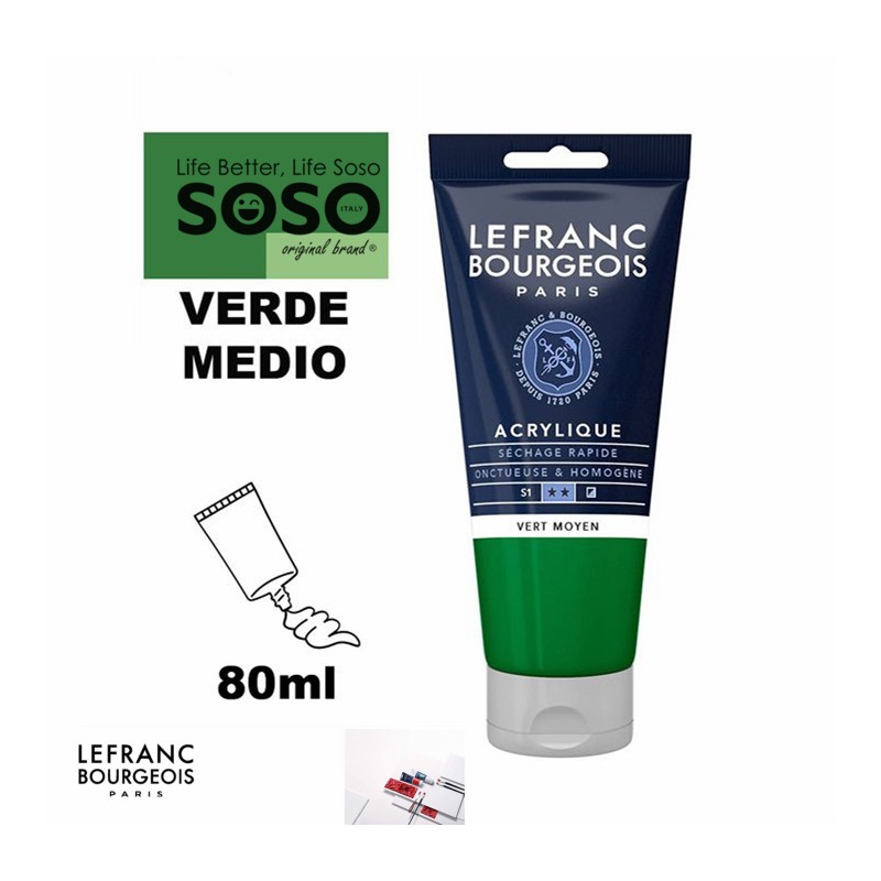 LEFRANC BOURGEOIS Acrilico fine 80ml verde medio - 1