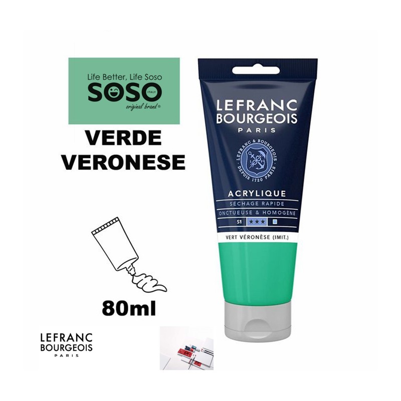 LEFRANC BOURGEOIS Acrilico fine 80ml verde veronese - 1