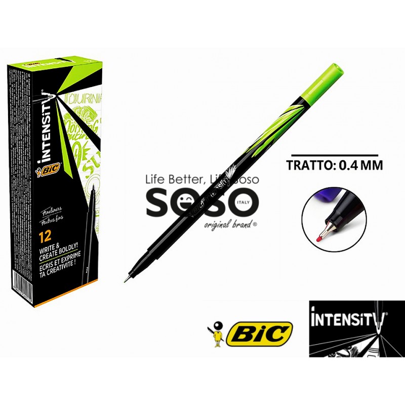 BIC intensity fine pennarelli con punta fine in feltro 0.4mm verde lime - 1