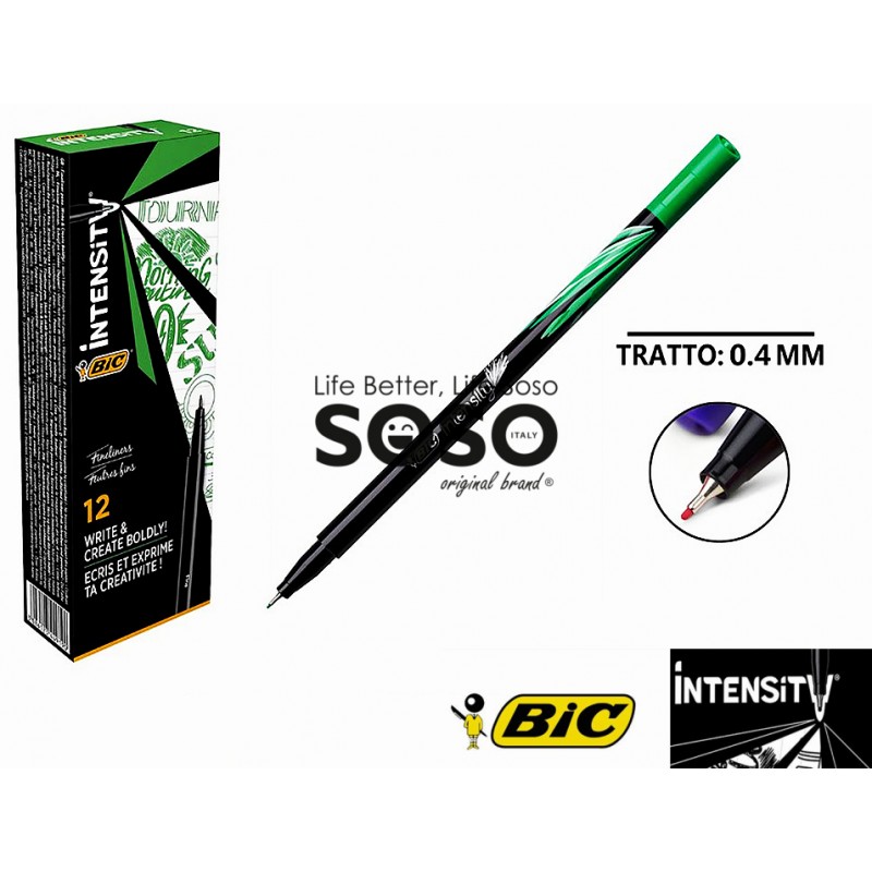 BIC intensity fine pennarelli con punta fine in feltro 0.4mm verde - 1