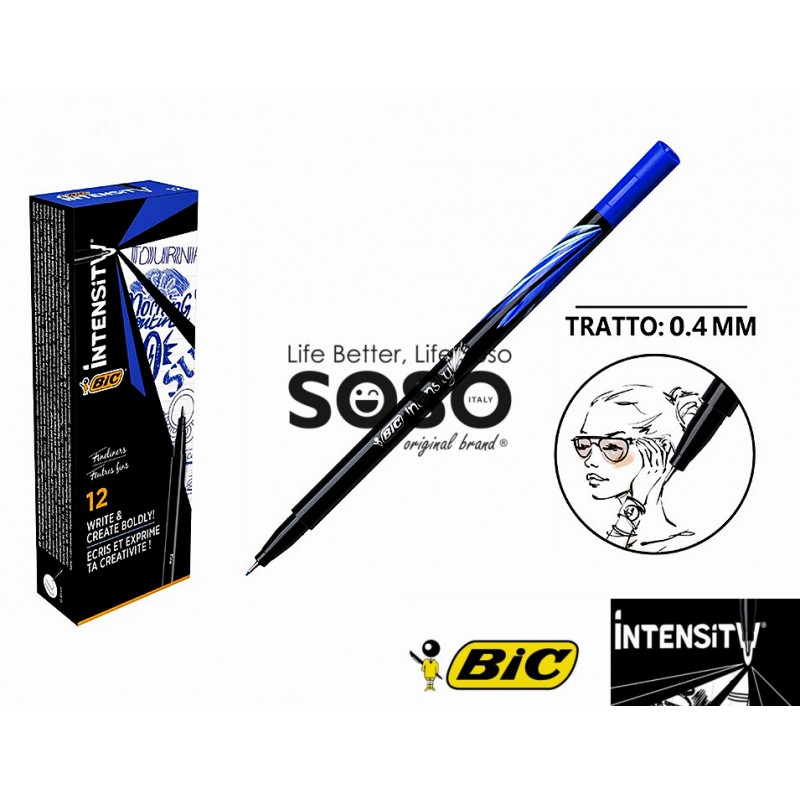 BIC intensity fine pennarelli con punta fine in feltro 0.4mm blu - 1