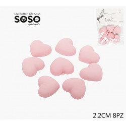 Decorazione cuore di resina colore rosa 2.2cm 8pezzi - 1