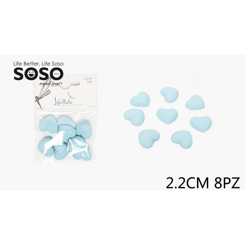 Decorazione cuore di resina colore azzurri 2.2cm 8pezzi - 1