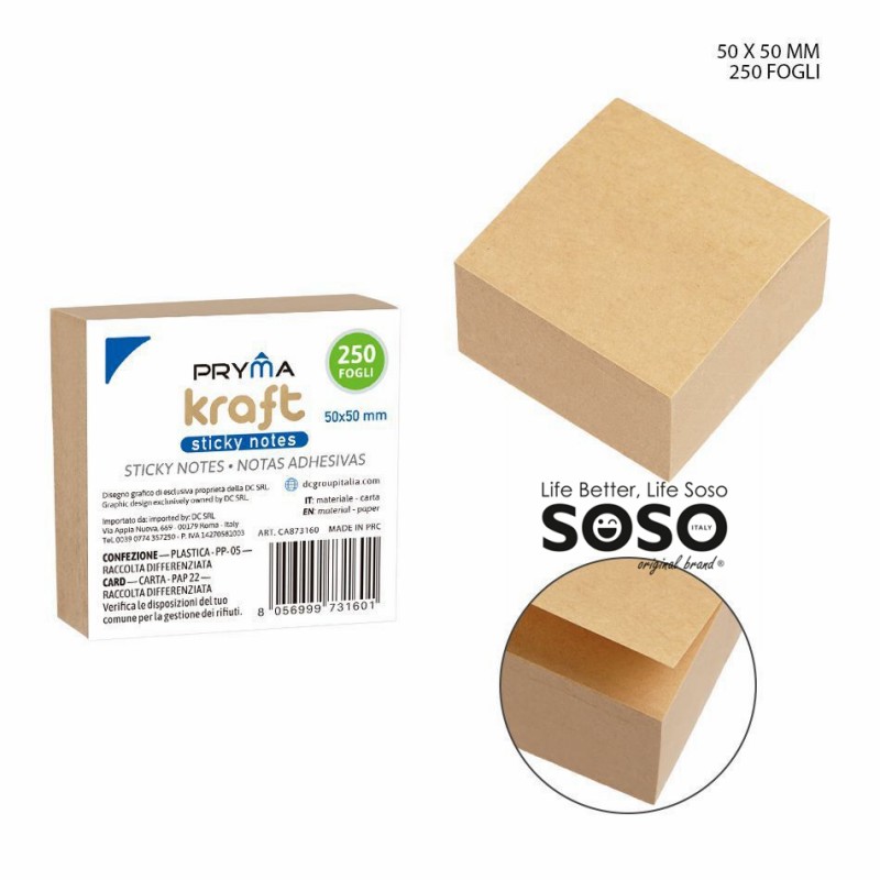 Sticky notes kraft 50x50mm 250ff - 1