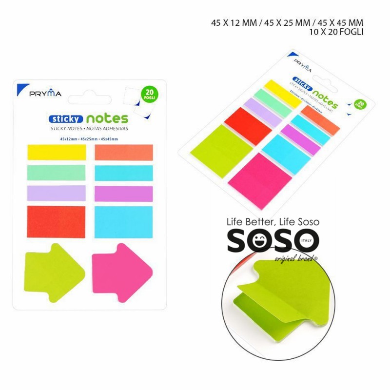 Sticky notes 120x180mm 20ff freccia/quadrato - 1