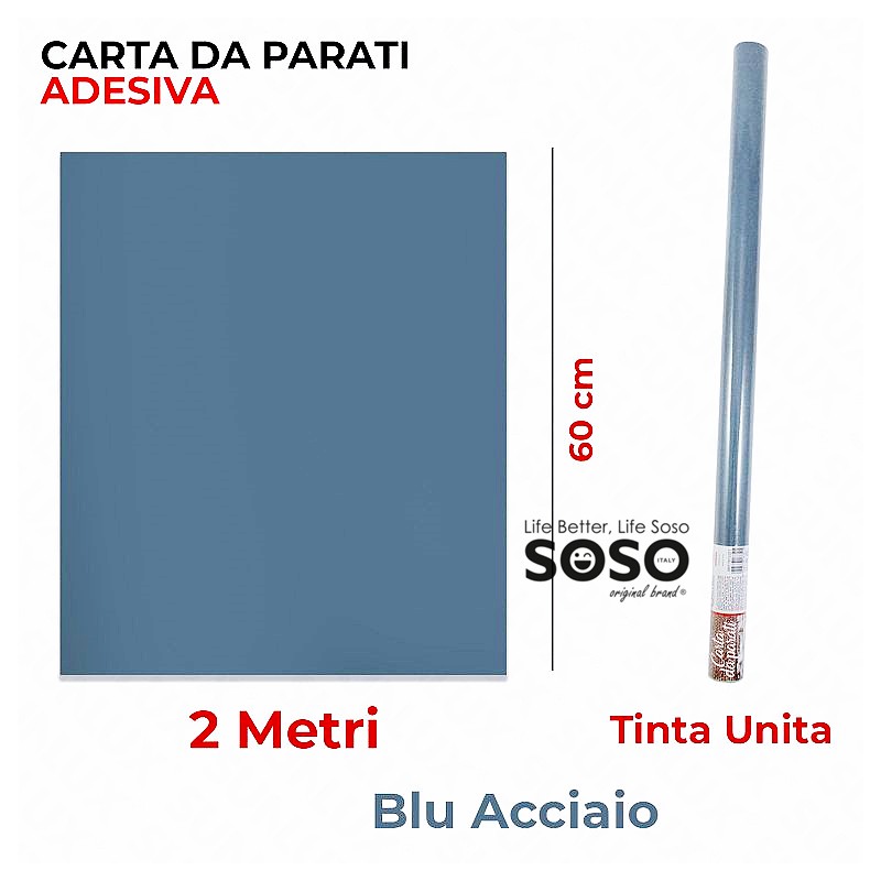 Carta da parati adesiva blu acciaio 60cm x 20mt - 1