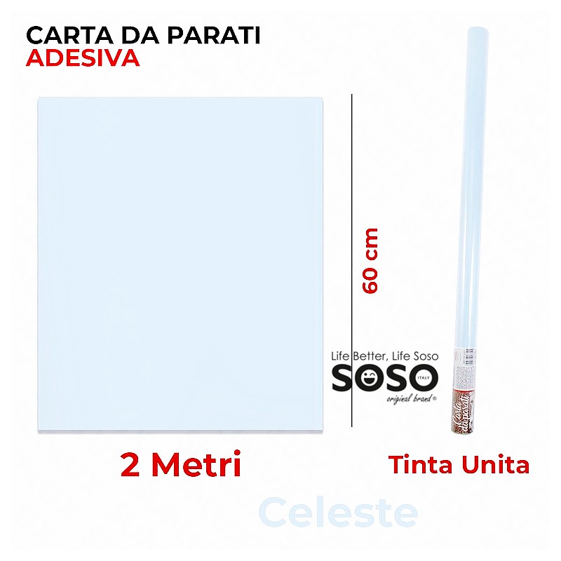 Carta da parati adesiva celeste 60cm x 20mt - 1