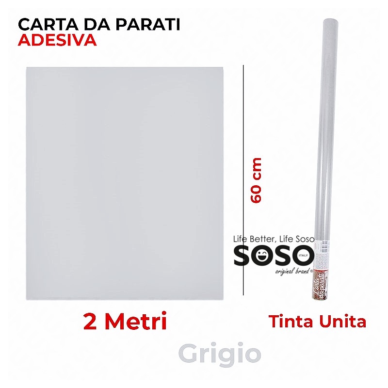 Carta da parati adesiva grigio 60cm x 20mt - 1