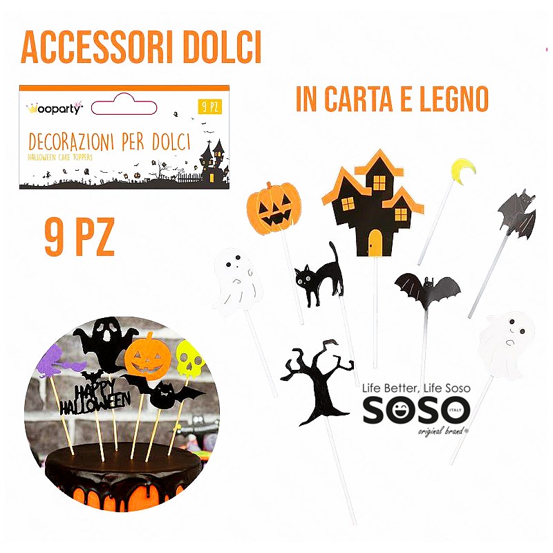 Decorazioni per dolci Halloween 9pezzi assortite - 1