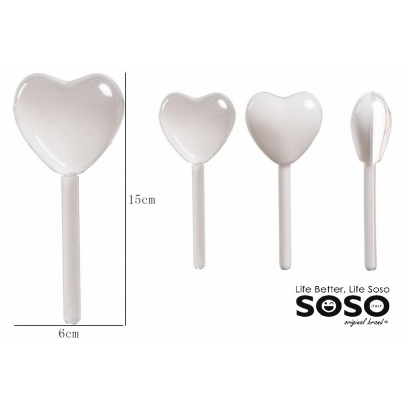 Portaconfetti di plastica lecca lecca forma di cuore misura. 15x6cm - 1