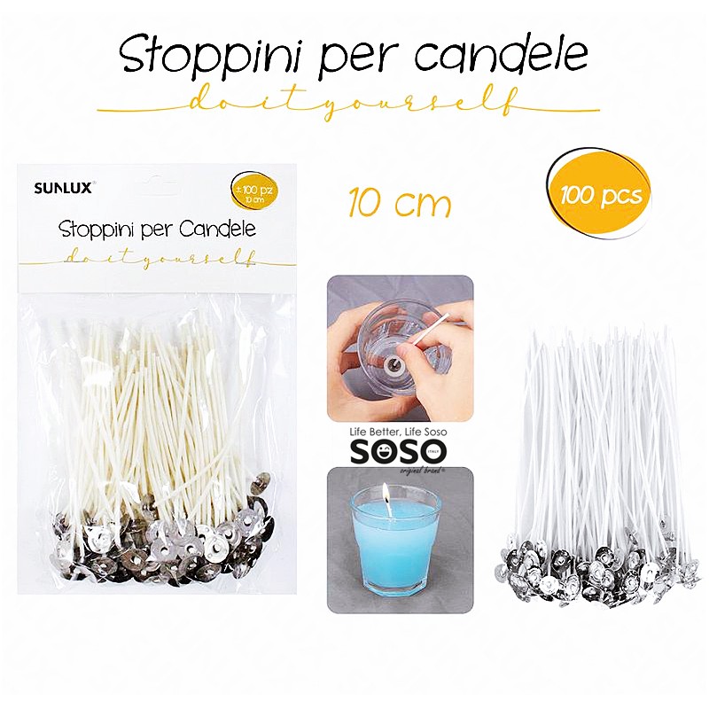 Stoppini per candele 100 pcs lungo 10cm