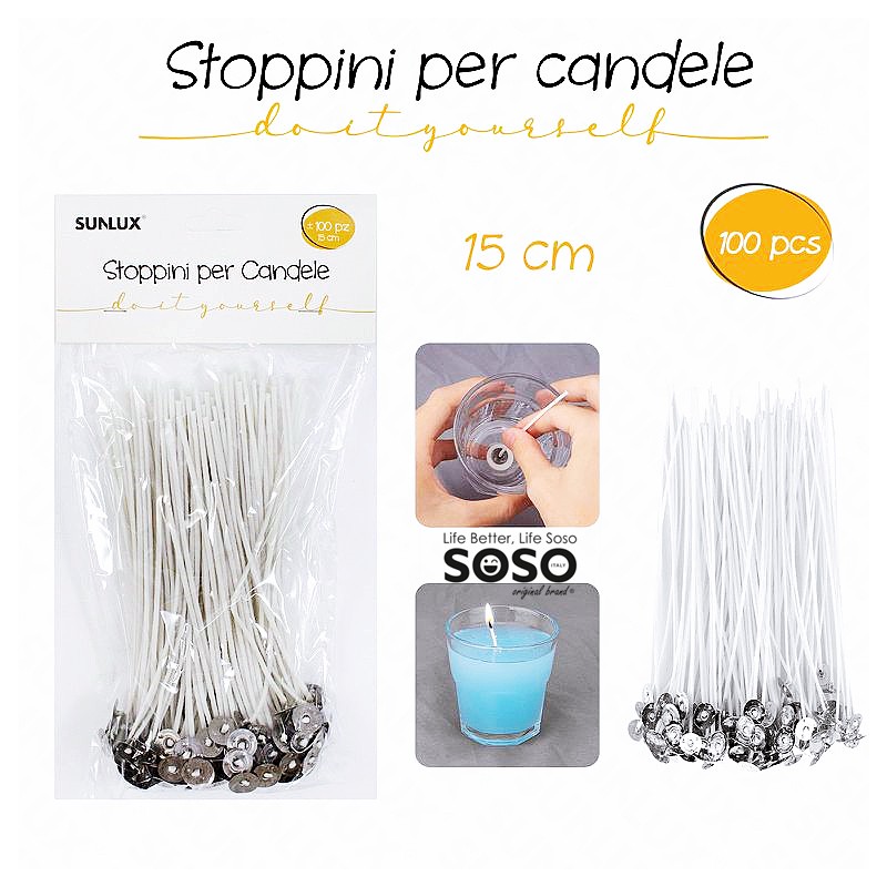 Stoppini per candele 100 pcs lungo 15cm