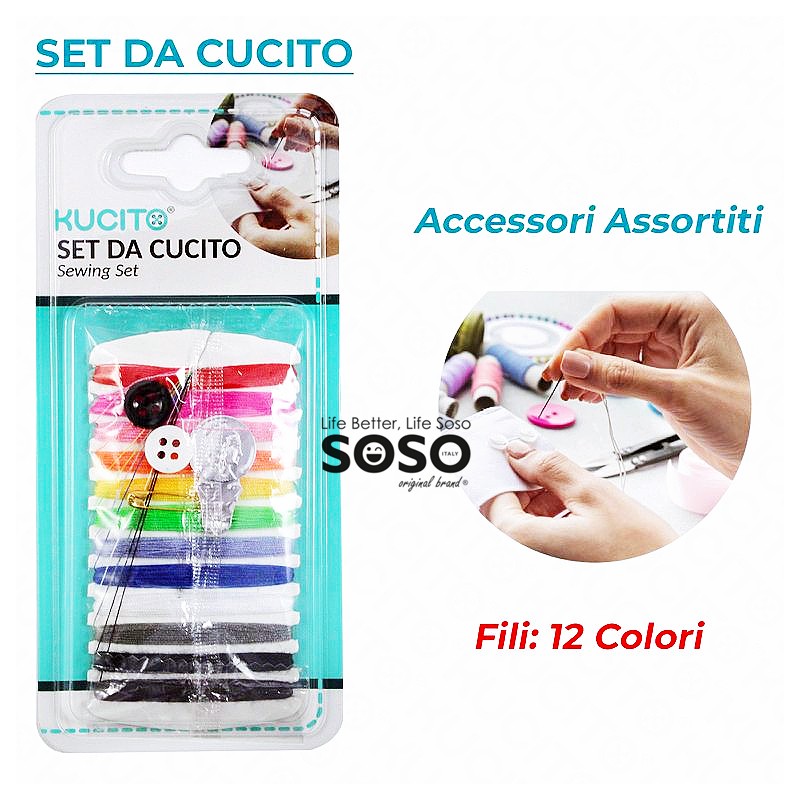 Set da cucito accessori assortite 12 colori - 1