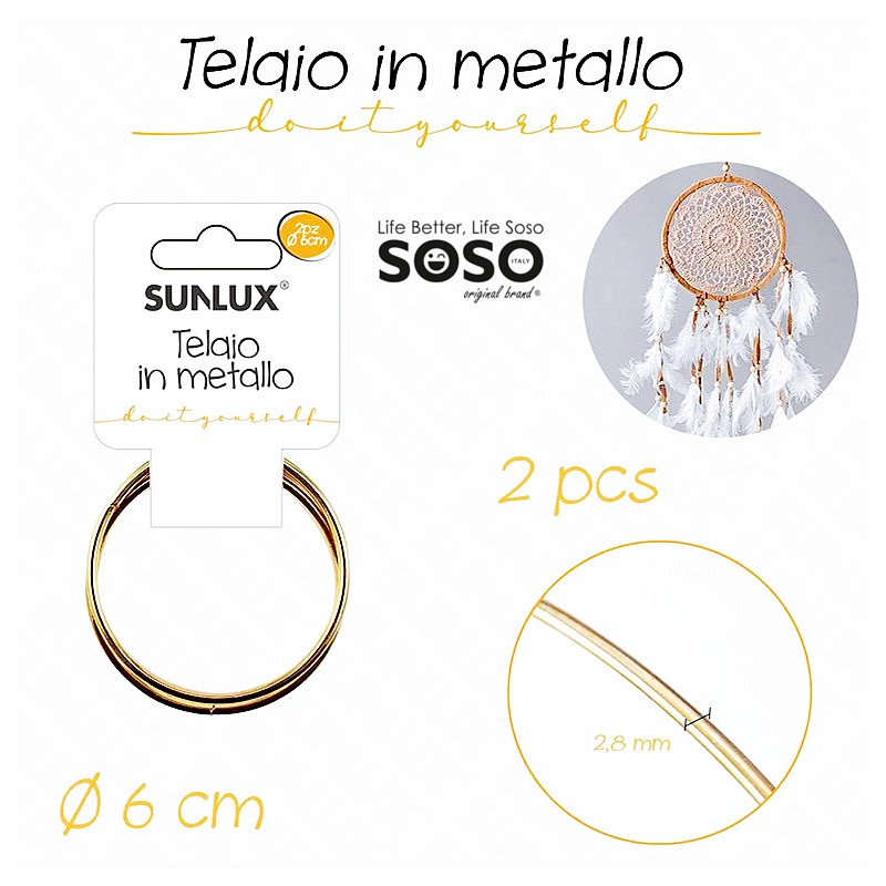 Telaio in metallo oro 2pezzi diametro 6cm spessore 2.8mm - 1