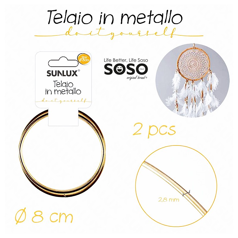 Telaio in metallo oro 2pezzi diametro 8cm spessore 2.8mm - 1