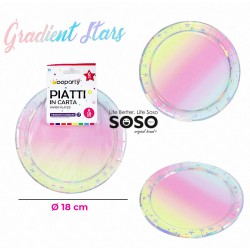 Piatti di carta linea gradient stars diametro 18cm 6 pezzi - 1