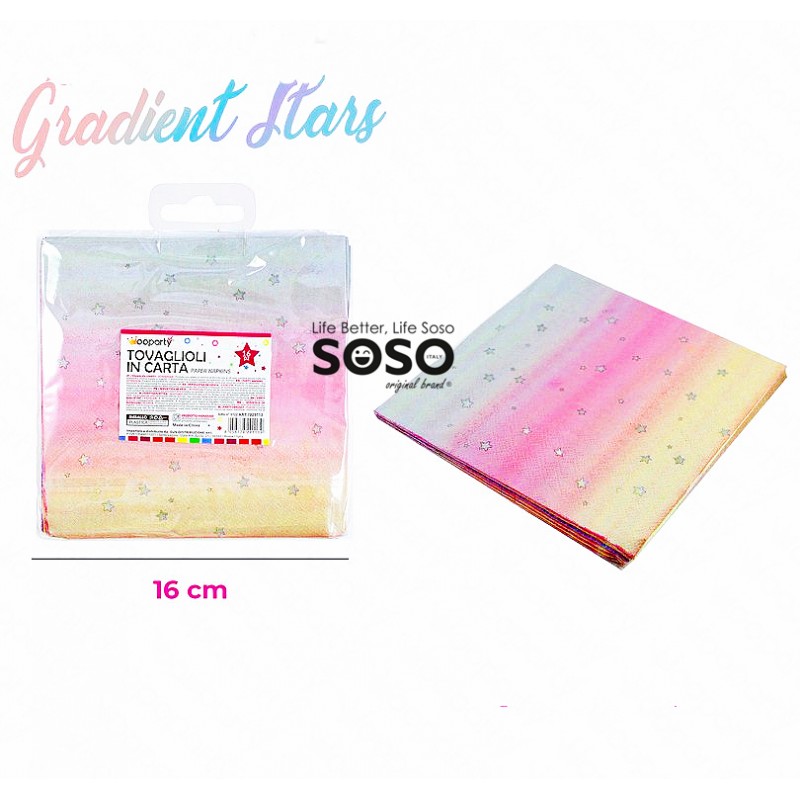 Tovaglioli party di carta linea gradient stars 16cm x 16cm 16pezzi - 1