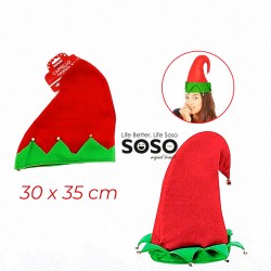 Cappello natalizio elfo con campanelli 30x35cm - 1