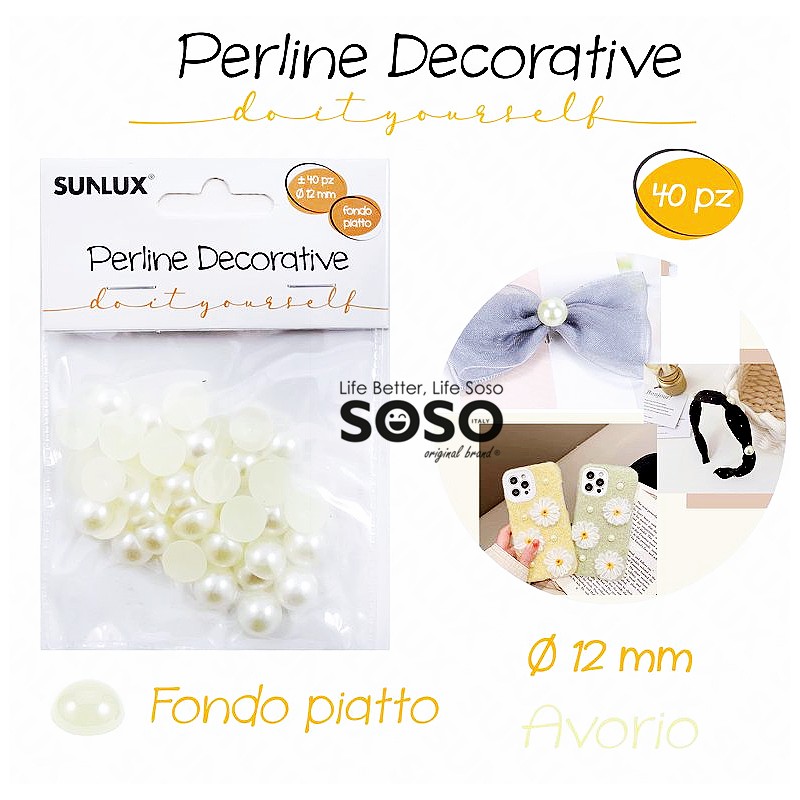 Perline decorativo DIY avorio diametro 12mm circa 40pezzi - 1