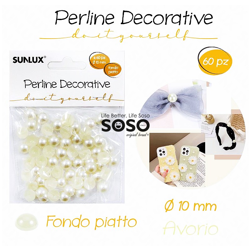 Perline decorativo DIY avorio diametro 10mm circa 60pezzi - 1