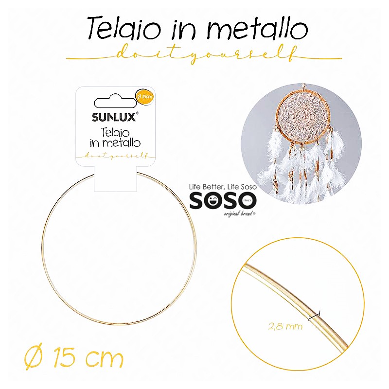 Telaio in metallo oro diametro 15cm spessore 2.8mm - 1
