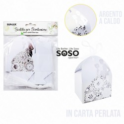 Scatola bomboniere matrimonio 10 pezzi 5x7x10cm in carta bianco perlata - 1