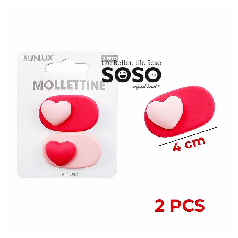 Mollettine per capelli rosso rosa assortite 2 pezzi 4cm - 1