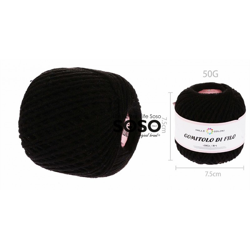 Gomitolo di filo cotone 50g n.04 nero - 1